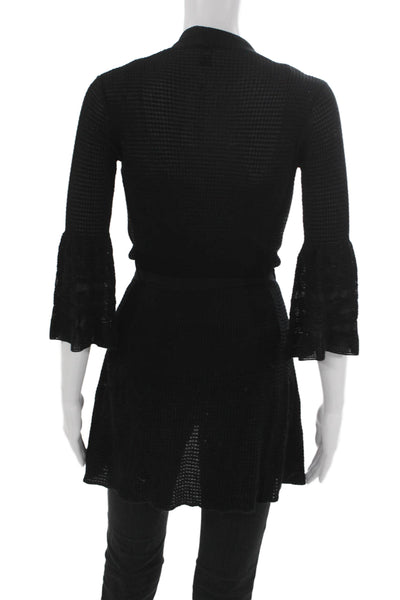 Missoni Womens Cardigan Black Polyester Blend 3/4 Sleeve Size 38