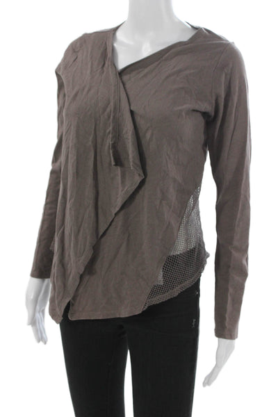 Velvet by Graham & Spencer Womens Blouse Gray V-Neck Long Sleeve Size S