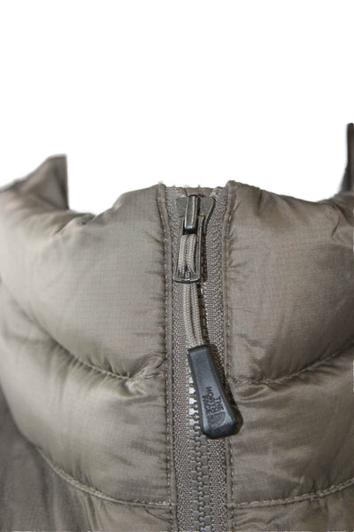 The North Face Women Puffer Vest Green Nylon Zip Sleeveless Size XS