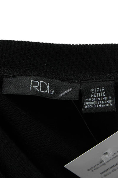 RDI Women Pullover Sweatshirt Black 100% Cotton Crew Neck Long Sleeve Size S