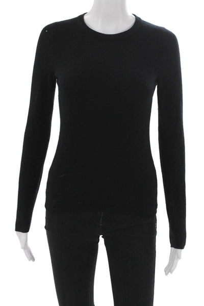Sutton Cashmere Women Pullover Sweater Black Cashmere Crew Neck Size XS