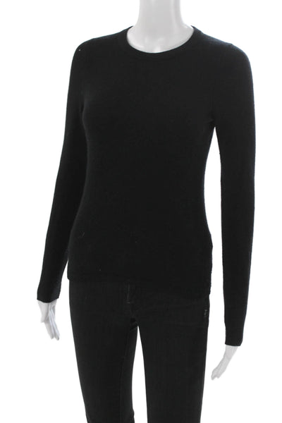 Sutton Cashmere Women Pullover Sweater Black Cashmere Crew Neck Size XS