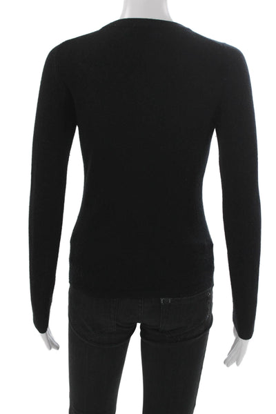 Sutton Cashmere Women Pullover Sweater Black Cashmere Crew Neck Size XS