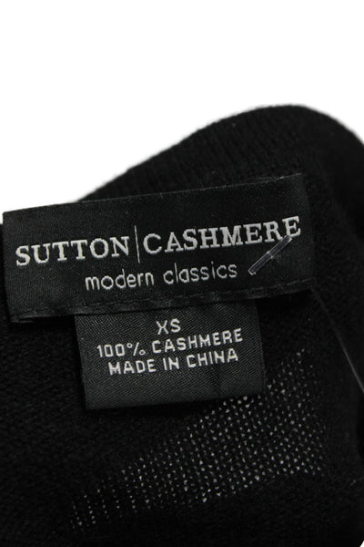 Sutton Cashmere Women Pullover Sweater Black Cashmere Crew Neck Size XS
