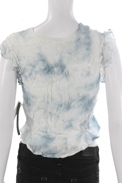 Rahi Women White Tie Dye V Neck Cropped Viscose Sleeveless Blouse Size XS