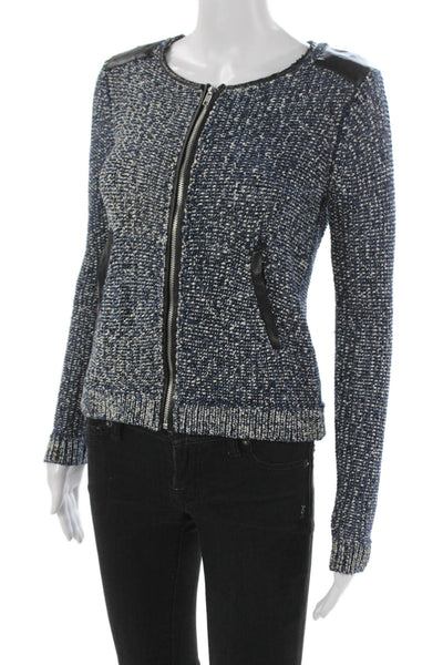 Ella Moss Women Blue Basic Jacket Woven Long Sleeve Zip Size XS