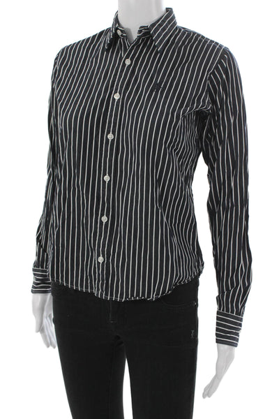 Ralph Lauren Sport Women Striped Button-Down Cotton Long Sleeve Blue Size 2