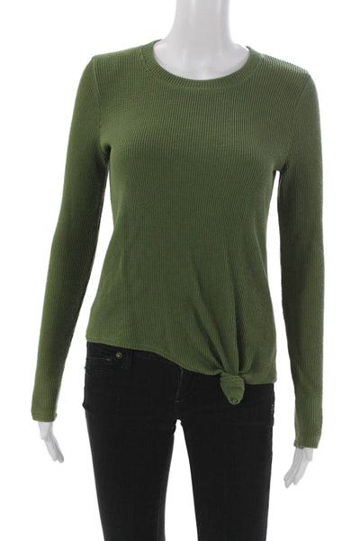 Madewell Womens Basic Green Cotton Crew Neck Long Sleeve T-Shirt Size 2XS