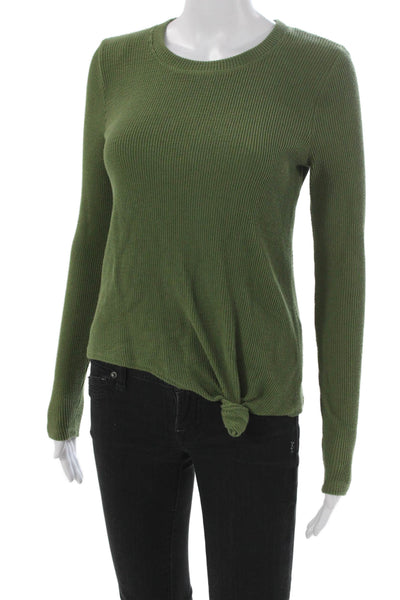 Madewell Womens Basic Green Cotton Crew Neck Long Sleeve T-Shirt Size 2XS
