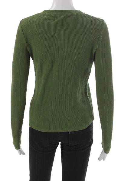 Madewell Womens Basic Green Cotton Crew Neck Long Sleeve T-Shirt Size 2XS