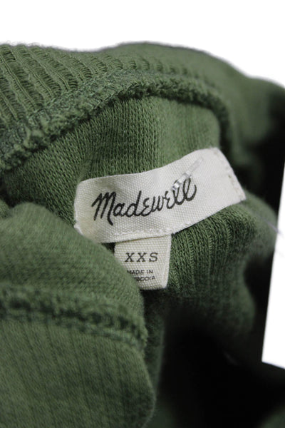 Madewell Womens Basic Green Cotton Crew Neck Long Sleeve T-Shirt Size 2XS