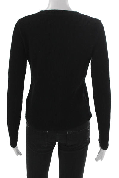 Madewell Womens Black Cotton Long Sleeve Crewneck T-Shirt Pullover Size XS