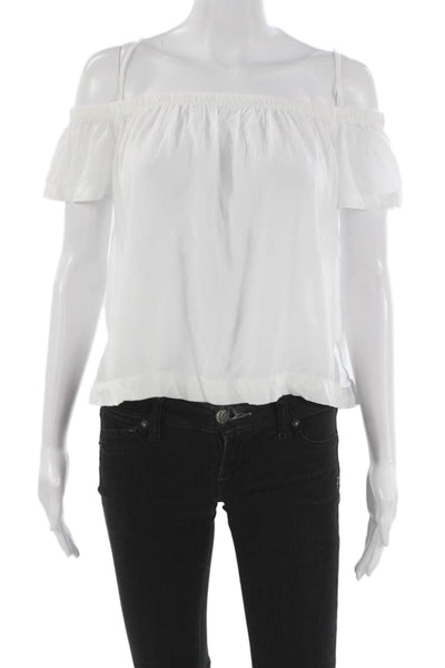 Bella Dahl Womens Basic Off The Shoulder White Tencel Blouse Size XS