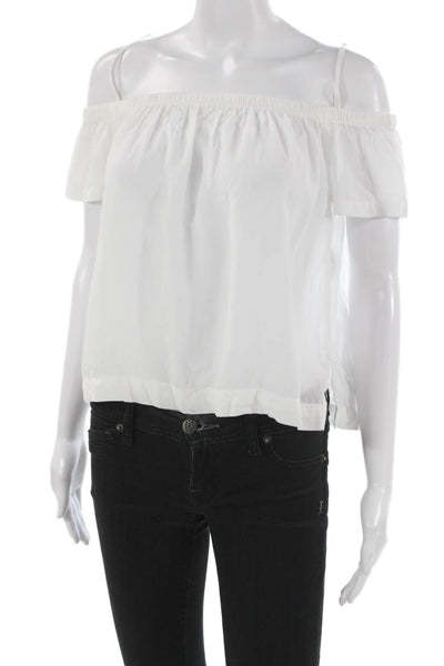 Bella Dahl Womens Basic Off The Shoulder White Tencel Blouse Size XS