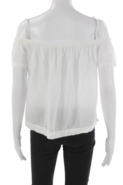 Bella Dahl Womens Basic Off The Shoulder White Tencel Blouse Size XS