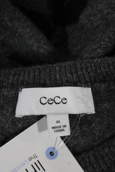 CeCe Womens Pullover Sweater Gray Acrylic Crew Neck Long Sleeve Size XL