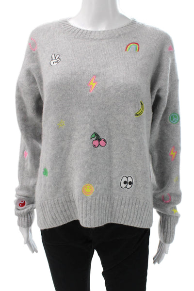 Aqua Womens Gray Cashmere Pullover Sweater Crew Neck Long Sleeve Size S