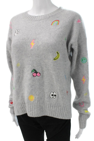 Aqua Womens Gray Cashmere Pullover Sweater Crew Neck Long Sleeve Size S