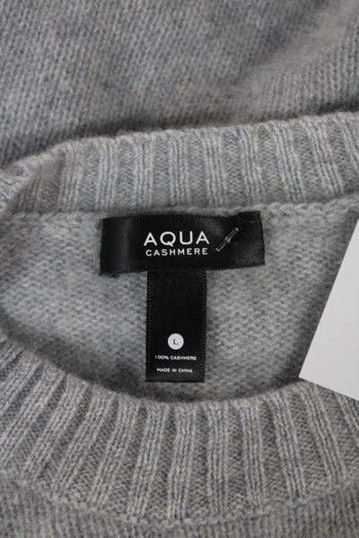 Aqua Womens Gray Cashmere Pullover Sweater Crew Neck Long Sleeve Size S