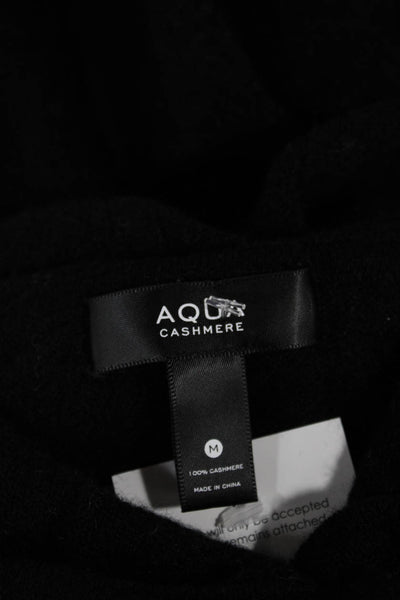 Aqua Women Pullover Cashmere Sweater Hooded Black Long Sleeve Size M