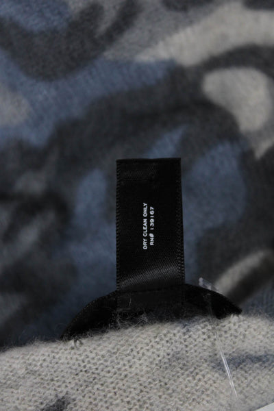 Aqua Womens Hooded Cashmere Camouflage Pullover Sweater Blue Long Sleeve Size M