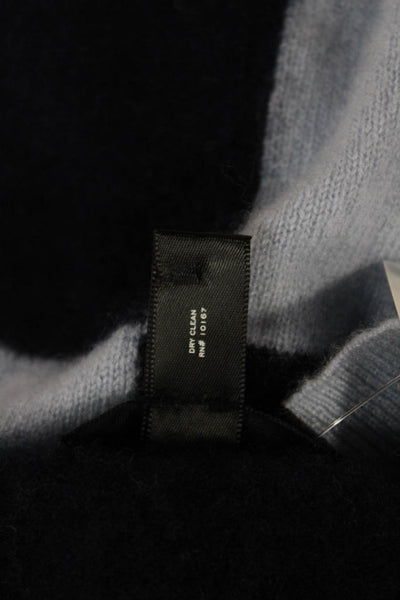 Aqua Women Pullover Cashmere Sweater Blue Check Crew Neck Long Sleeve Size L