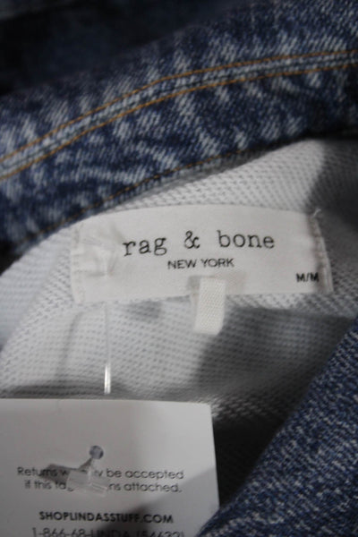 Rag & Bone Women Basic Jacket Blue Cotton Button Solid Long Sleeve Fall Size M