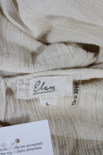 Elan Women Ivory V-Neck Sleeveless Jumpsuit Pullover Polyester Size L