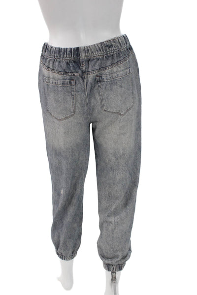 Blank NYC Women Tapered Blue Jeans Button Polyester Blend Size L