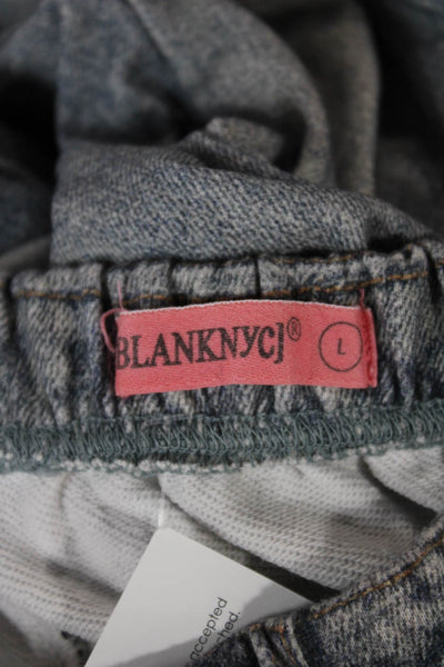 Blank NYC Women Tapered Blue Jeans Button Polyester Blend Size L