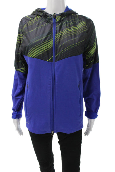 Nike Unisex Blue Colorblock Windbreaker Polyester Zip Long Sleeve Size S