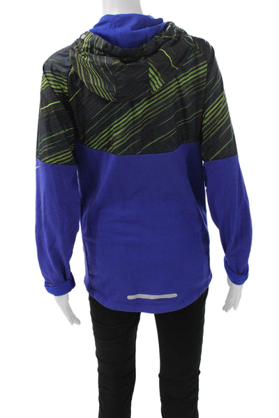 Nike Unisex Blue Colorblock Windbreaker Polyester Zip Long Sleeve Size S