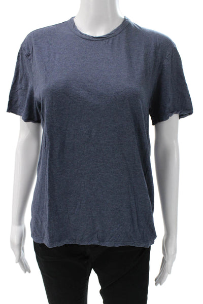 James Perse Women Basic Blue Cotton Crew Neck Short Sleeve T-Shirt Size 0