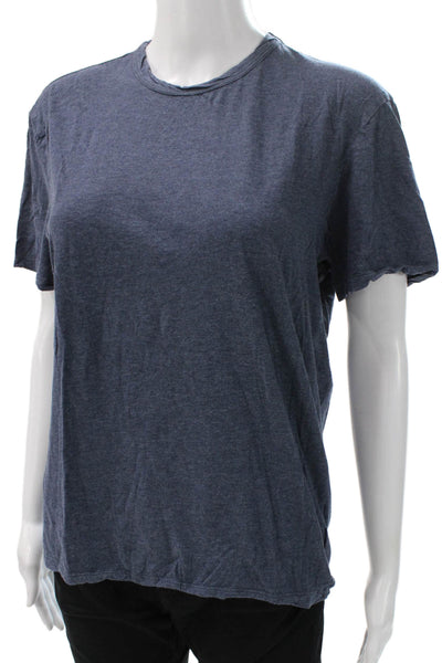 James Perse Women Basic Blue Cotton Crew Neck Short Sleeve T-Shirt Size 0