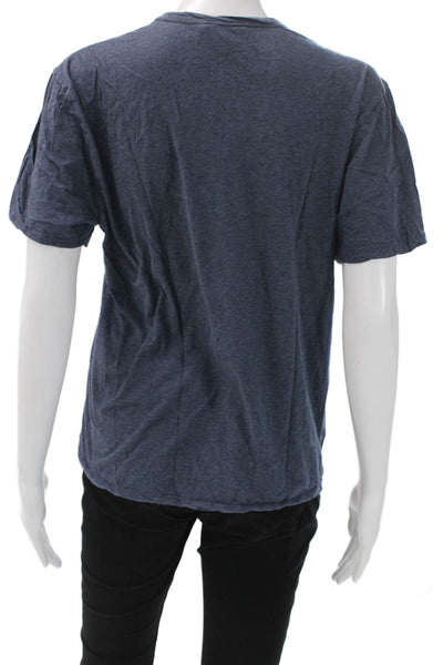 James Perse Women Basic Blue Cotton Crew Neck Short Sleeve T-Shirt Size 0