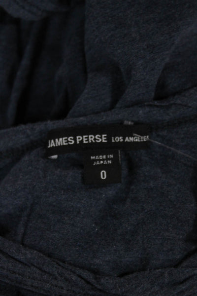 James Perse Women Basic Blue Cotton Crew Neck Short Sleeve T-Shirt Size 0