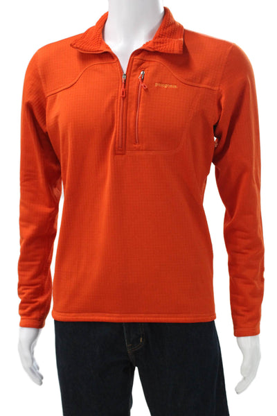 Patagonia Mens Orange Pullover Zip Polyester Casual Size M