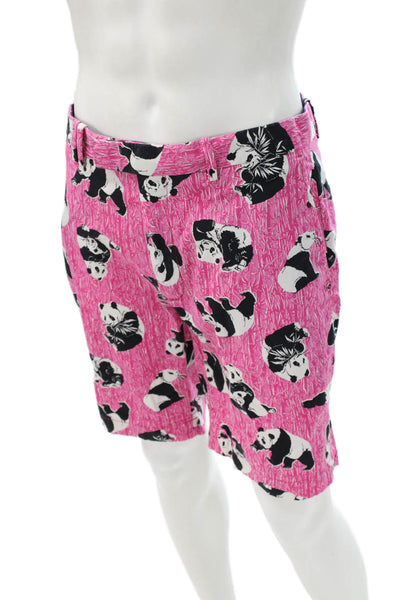 RLX Ralph Lauren Mens Chino Shorts Pink Cotton Panda Animal Print Size 32