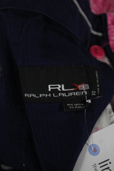RLX Ralph Lauren Mens Chino Shorts Pink Cotton Panda Animal Print Size 32
