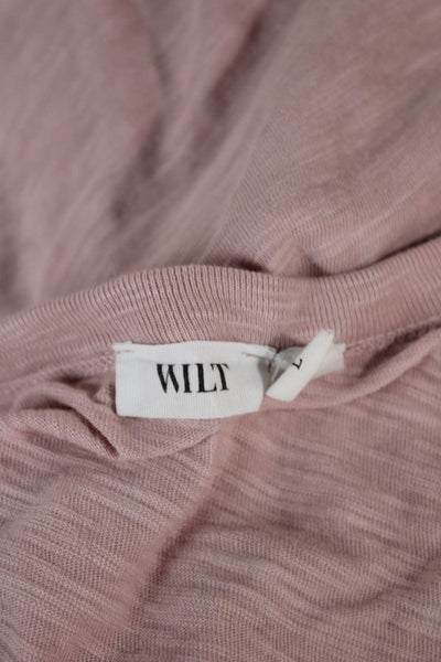 Wilt Womens Basic Cotton Long Sleeve Round Neck T Shirt Pink Size L