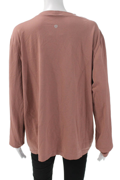 Lululemon Womens Basic Pink T-Shirt Crew Neck Long Sleeve Size 12