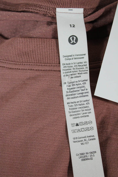 Lululemon Womens Basic Pink T-Shirt Crew Neck Long Sleeve Size 12