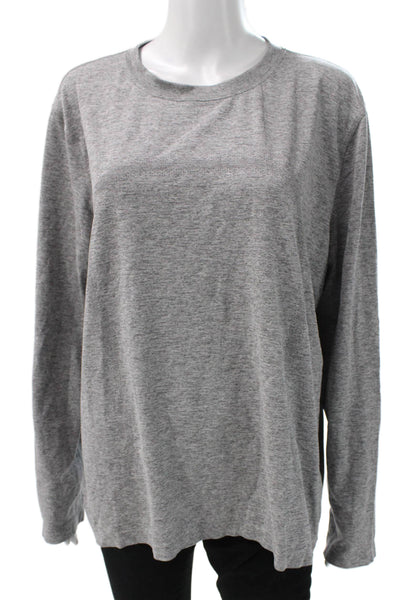 Lululemon Womens Basic Gray Nylon Crew Neck Long Sleeve T-Shirt Size 12