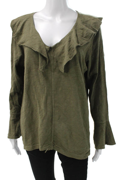 Wilt Womens Green V-Neck Long Sleeve Tunic Blouse Polyester Size XL