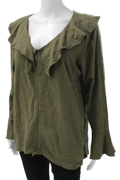 Wilt Womens Green V-Neck Long Sleeve Tunic Blouse Polyester Size XL