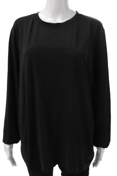 Lululemon Womens Basic Long Sleeve T-Shirt Black Nylon Crew Neck Size 12