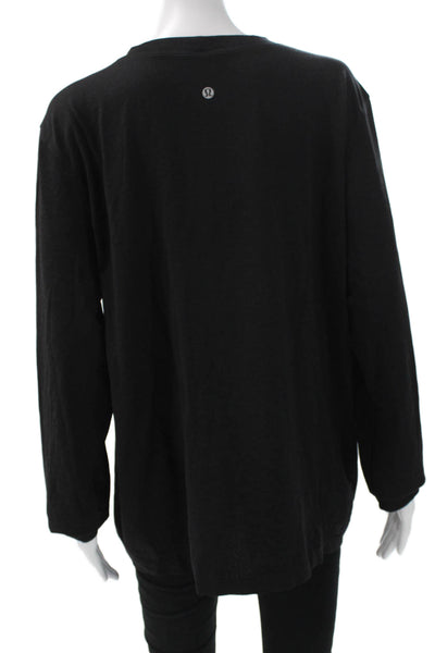 Lululemon Womens Basic Long Sleeve T-Shirt Black Nylon Crew Neck Size 12