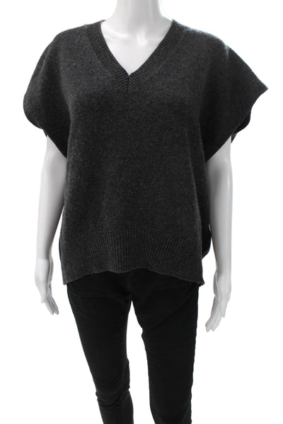 Marella Womens Gray Virgin Wool Sleeveless V Neck Sweater Vest Size L