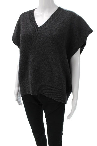 Marella Womens Gray Virgin Wool Sleeveless V Neck Sweater Vest Size L