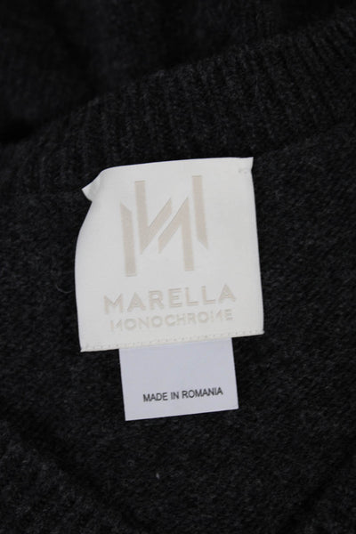 Marella Womens Gray Virgin Wool Sleeveless V Neck Sweater Vest Size L
